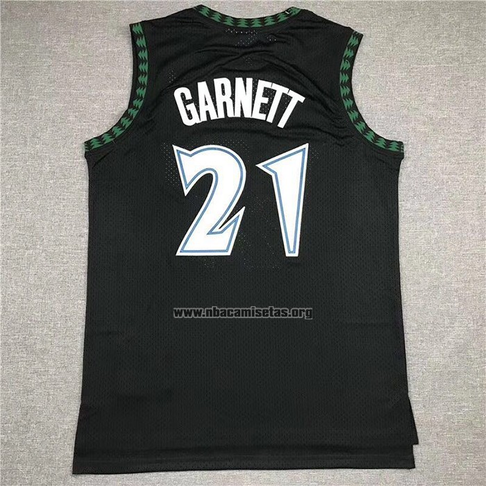 Camiseta Minnesota Timberwolves Kevin Garnett NO 21 Hardwood Classics Throwback Negro